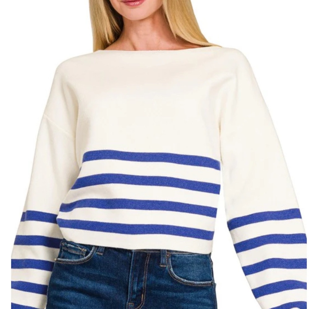 Striped Blue and White Women's Sweater